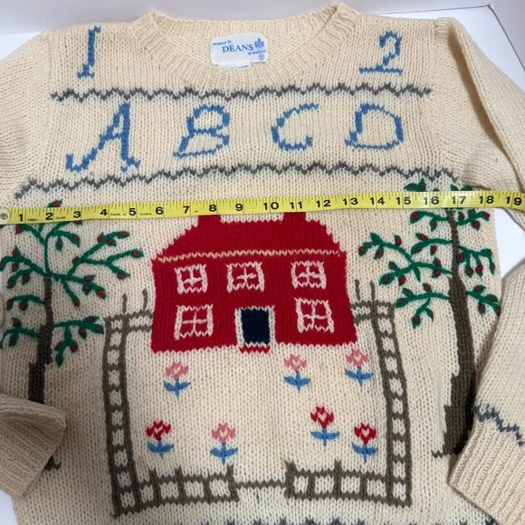 Vintage Deans of Scotland 100% Wool Sweater Schoolhouse Teacher Prairie Size S - Picture 5 of 12